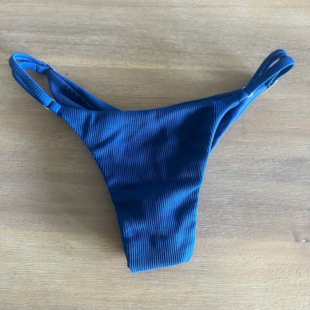 Blue Ribbed Bikini Bottom